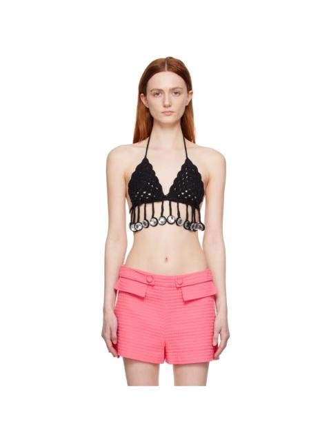 Moschino Black Crystal-Cut Tank Top