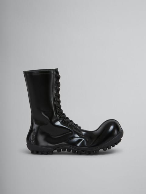 Marni BLACK PATENT LEATHER WAVE BOOT