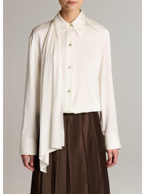 Vince Silk-Blend Draped Scarf-Tie Button-Front Shirt