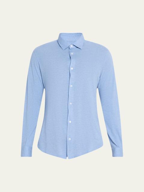 FEDELI Men's Heathered Pique Sport Shirt
