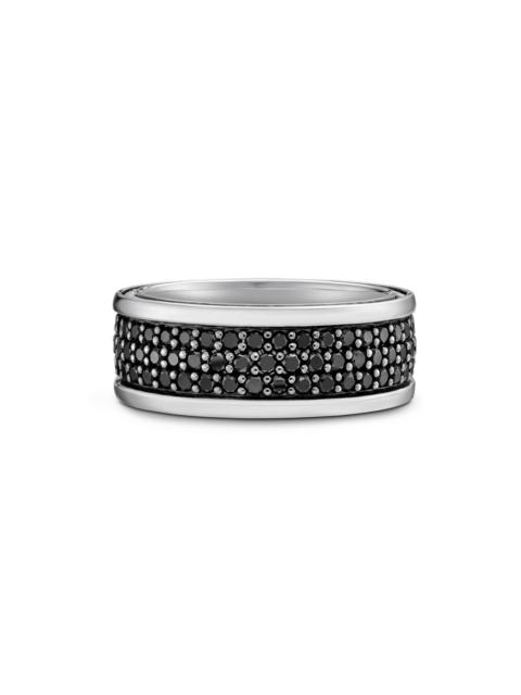 DAVID YURMAN Men's Streamline Three Row Band Ring in Sterling Silver - Black Diamond