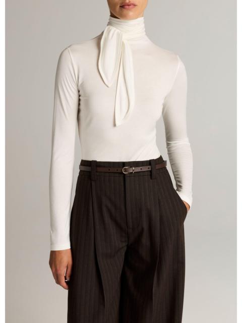 Vince Jersey Tie-Neck Long-Sleeve Top