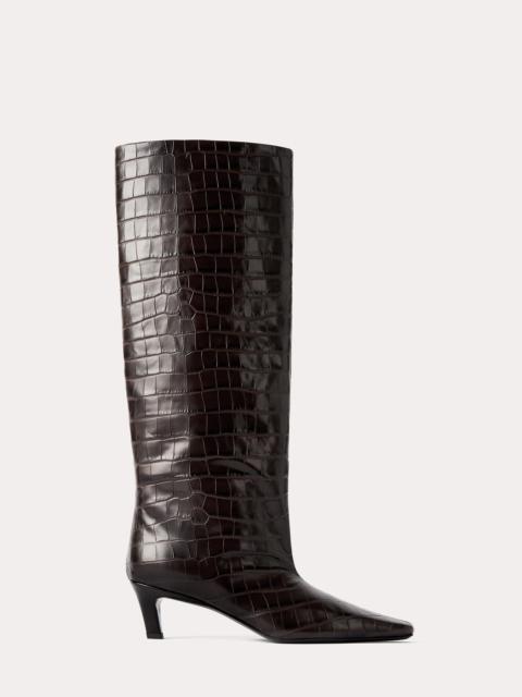 Totême The Wide Shaft Boot dark brown croco