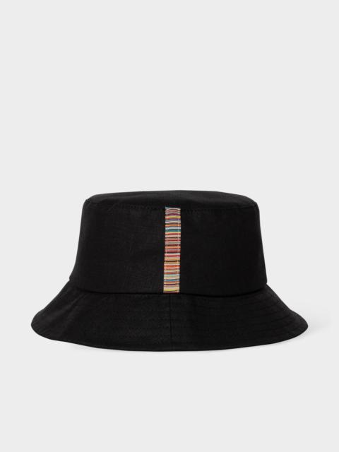 Linen Signature Stripe Trim Bucket Hat