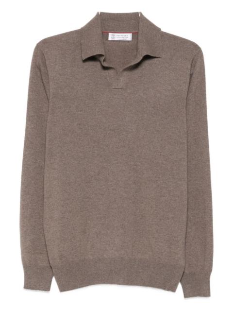 Brunello Cucinelli V-neck long-sleeve polo sweater