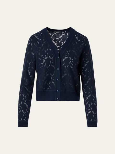 AKRIS Whitecaps Knit V-Neck Cardigan