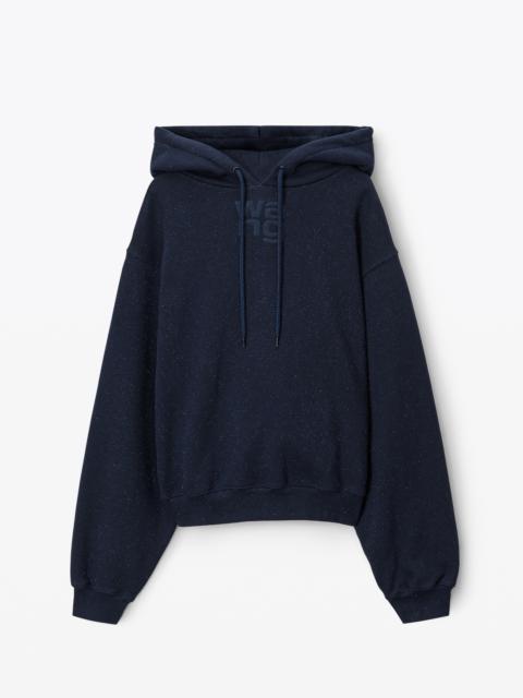 Alexander Wang puff logo hoodie in glitter terry