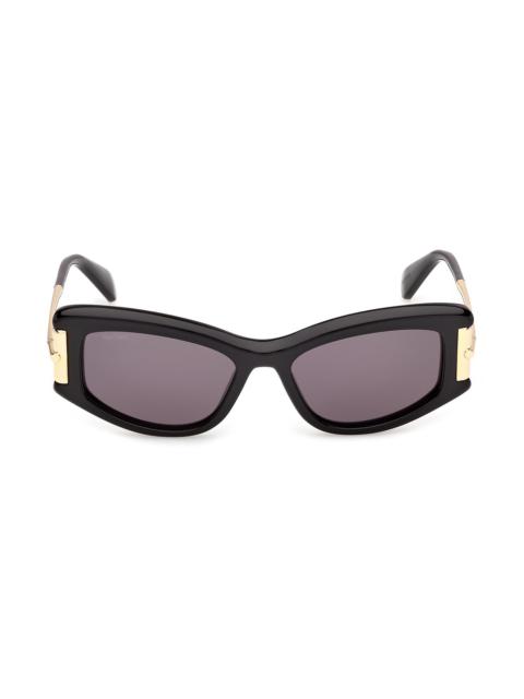 Max Mara Women's 52MM Rectangular Sunglasses - Gold Black