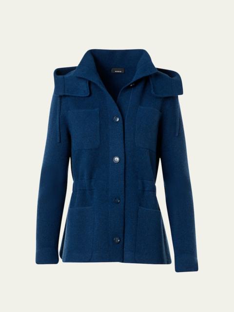 AKRIS Cashmere Pique Knit Jacket With Detachable-Hood