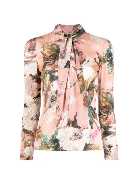 floral-print stretch-silk blouse