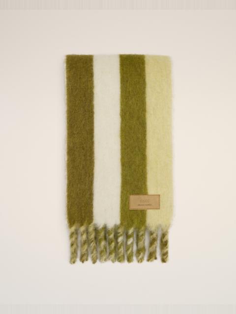 AMI Paris GREEN ALPACA STRIPED  SCARF