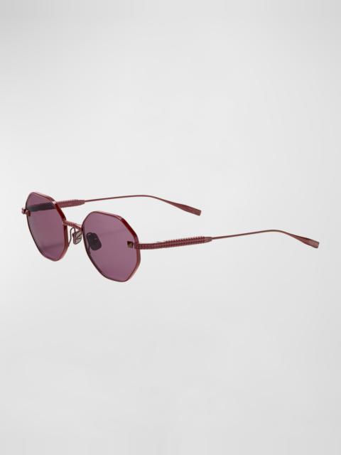 Valentino V-Stud Titanium Round Sunglasses