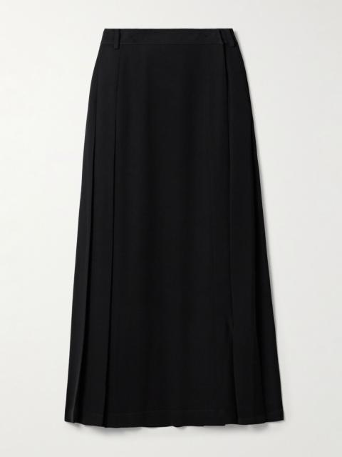 Totême Pleated crepe maxi wrap-effect skirt Black