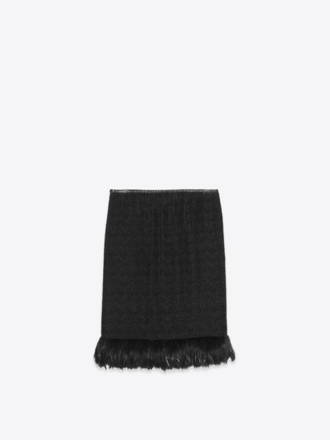 SAINT LAURENT long skirt in plumetis jacquard velvet and feathers