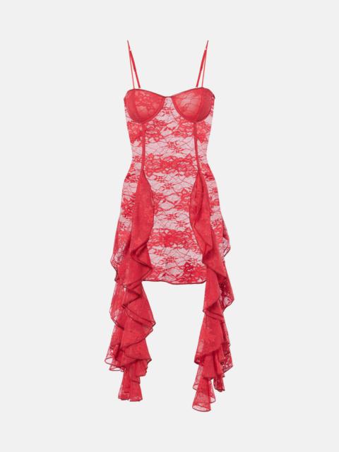 Oséree Ruffled lace bustier dress
