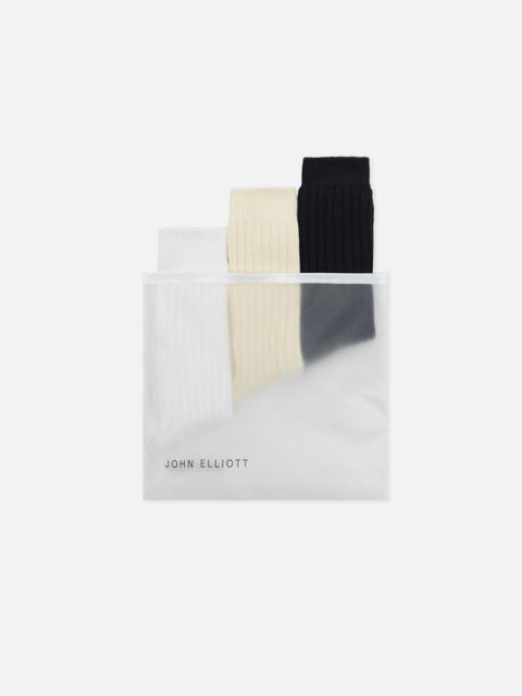 John Elliott FOUNDATION 3 PACK COTTON CREW SOCKS