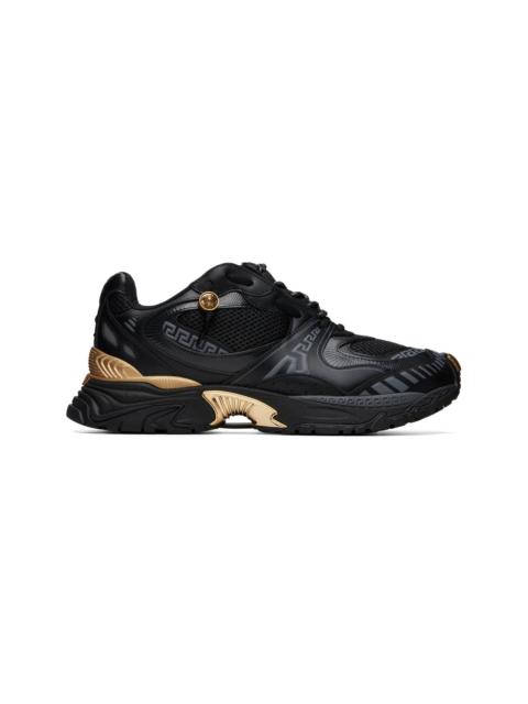VERSACE Black & Gold Icaro Leather Sneakers