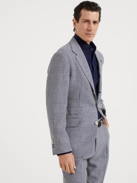 Brunello Cucinelli Linen, silk, wool and cotton Prince of Wales deconstructed Cavallo blazer