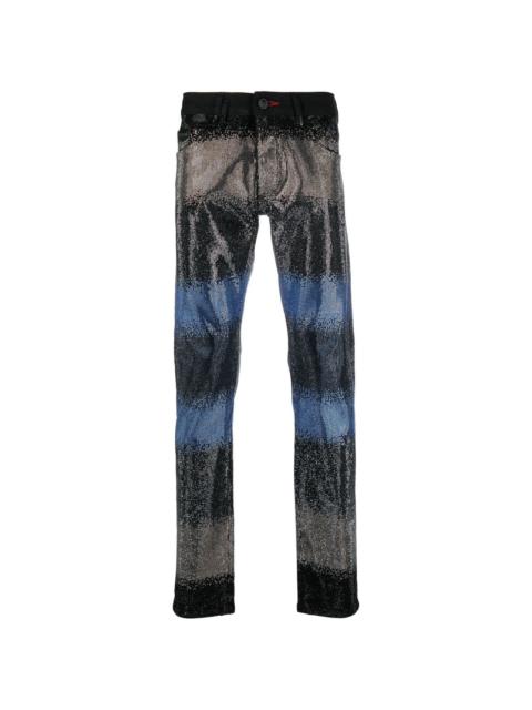 gradient crystal-embellished jeans