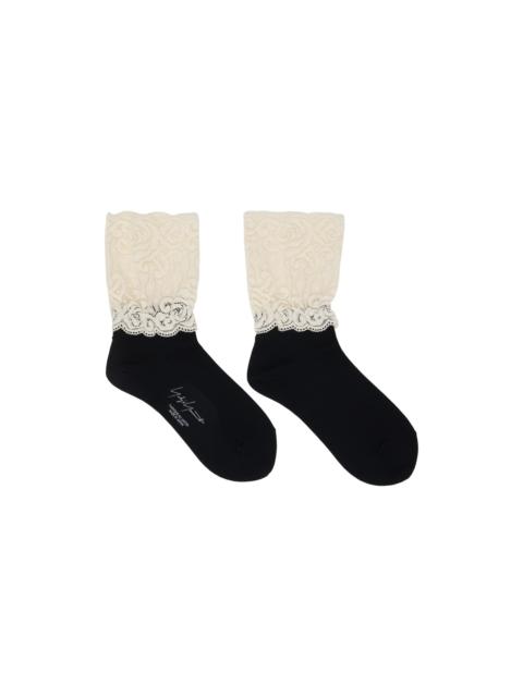 Yohji Yamamoto Black & Off-White Short Lace Socks