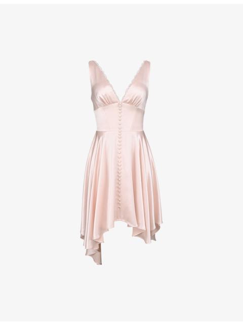 House of CB Sabella V-Neck Satin Mini Dress
