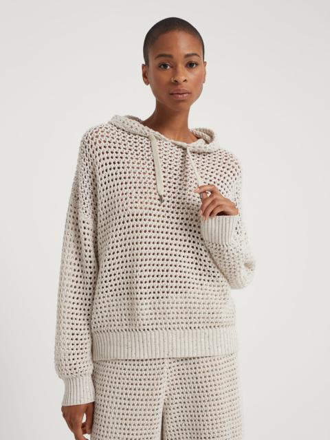 Cotton dazzling net hooded sweater