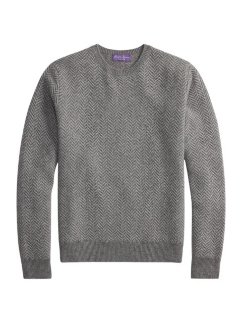 Ralph Lauren Men's Textured Herringbone Cashmere Sweater - Grey Melange