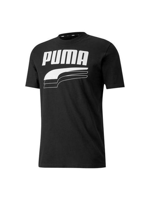 PUMA PUMA 알파벳 인쇄 캐주얼 짧은 소매 검정 582772-01