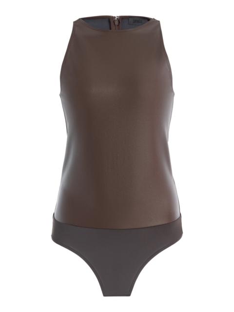 LAPOINTE Stretch Faux Leather Bodysuit brown