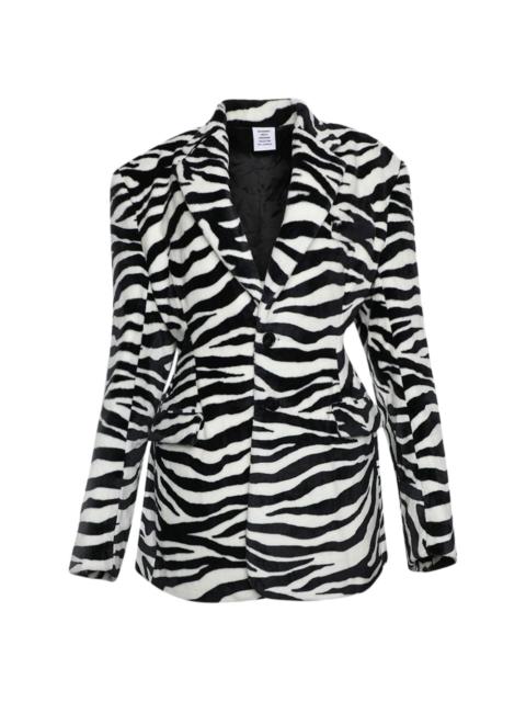 oversize-shoulder zebra-print blazer