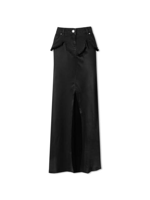 Blumarine Blumarine Satin Denim Belt Maxi Skirt