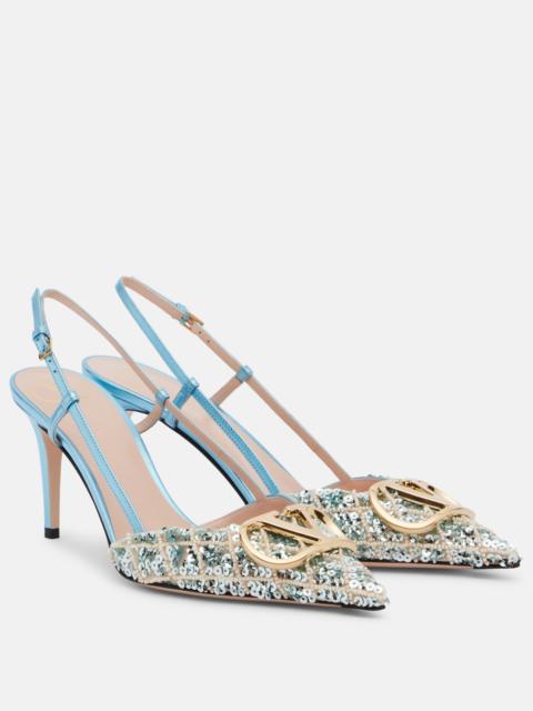 Valentino VLogo Signature sequined slingback pumps