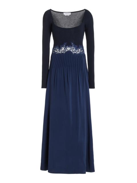 GABRIELA HEARST Prior Lace Dress in Navy Silk Crepe