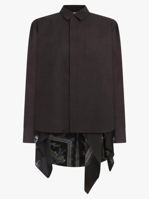 sacai SUITING X PAISLEY PRINT DRAPE FRONT SHIRT | BROWN/MULTI