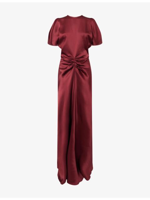 Victoria Beckham Isabella Split-Sleeve Satin Gown