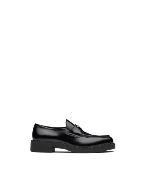Prada Chocolate Sharp brushed leather pointed loafers