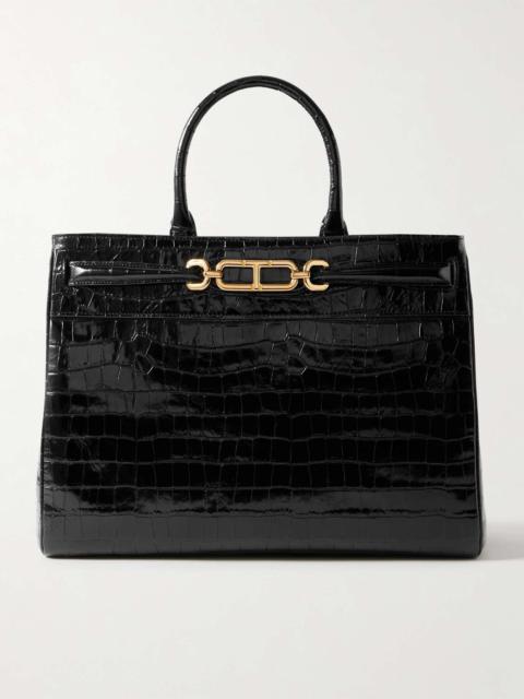 TOM FORD Whitney large glossed croc-effect leather tote