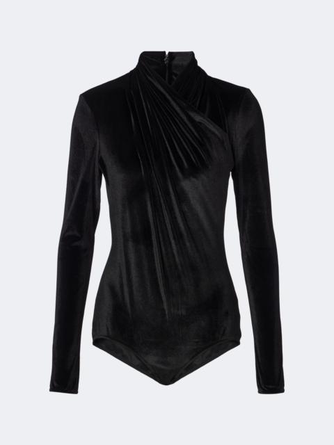 MUGLER Draped velvet bodysuit