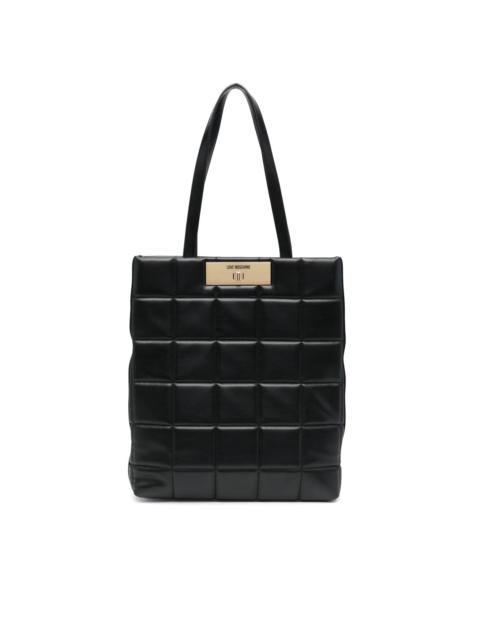 Moschino quilted logo-plaque tote bag