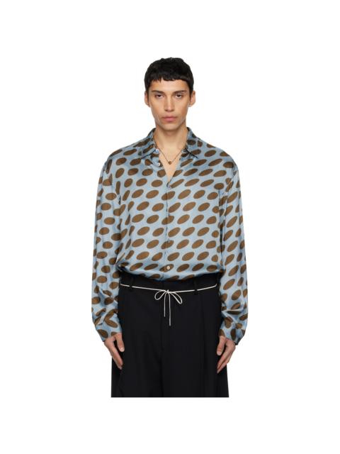 Dries Van Noten Blue & Brown Polka-Dot Satin Shirt