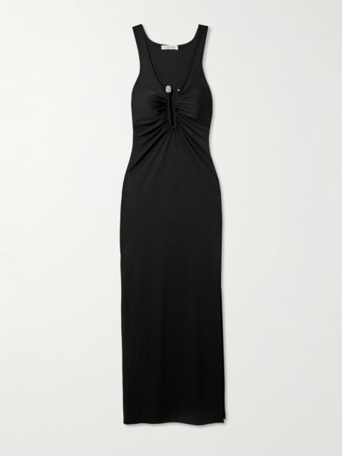 CHRISTOPHER ESBER Crystal-embellished Ruched Stretch-jersey Maxi Dress