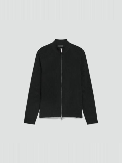 Theory Ribbed Full-Zip Cardigan in Light Bilen