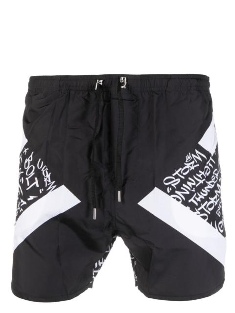 calligraphy-print drawstring swim shorts