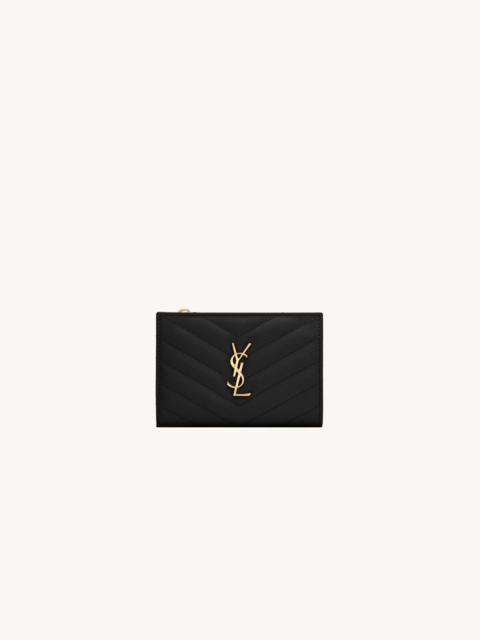 CASSANDRE MATELASSÉ FRAGMENTS BI-FOLD WALLET IN GRAIN DE POUDRE LEATHER