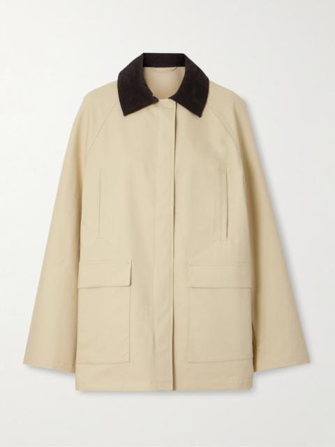 Totême Corduroy-trimmed coated-canvas jacket Beige