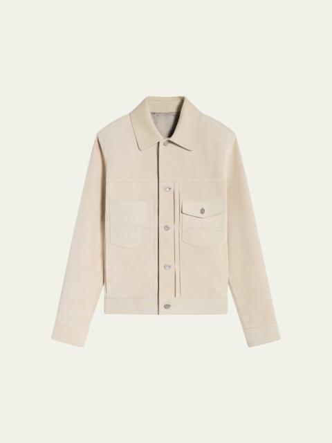 Berluti Men's Suede Button-Front Blouson Jacket