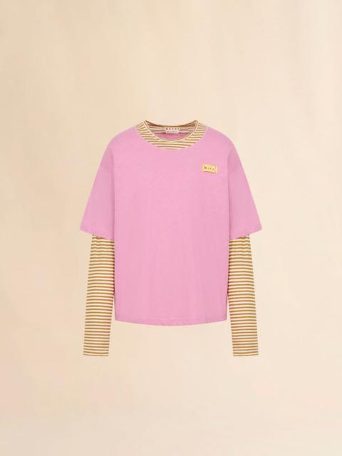 Marni PINK AND MUSTARD LAYERED COTTON T-SHIRT