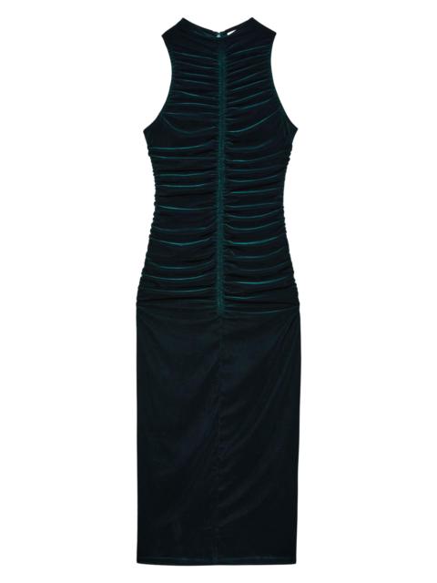 REISS Women's Niva Ruched Velvet Sleeveless Maxi Dress - Teal