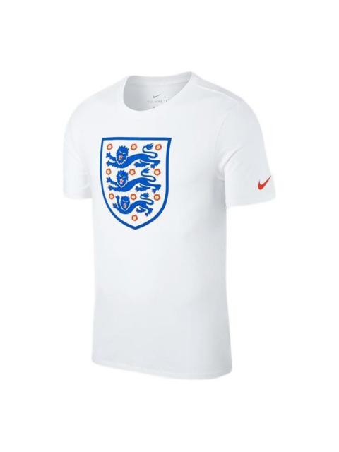 Nike Men's Nike England Logo Pattern Round Neck Short Sleeve White T-Shirt 908372-100