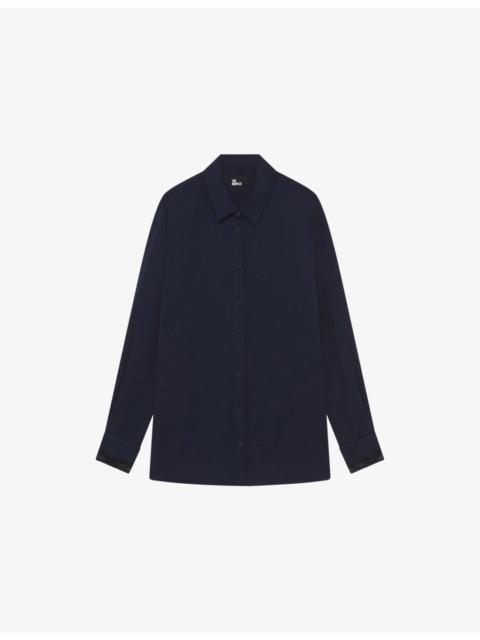 The Kooples Collared Long-Sleeve Stretch-Silk Shirt